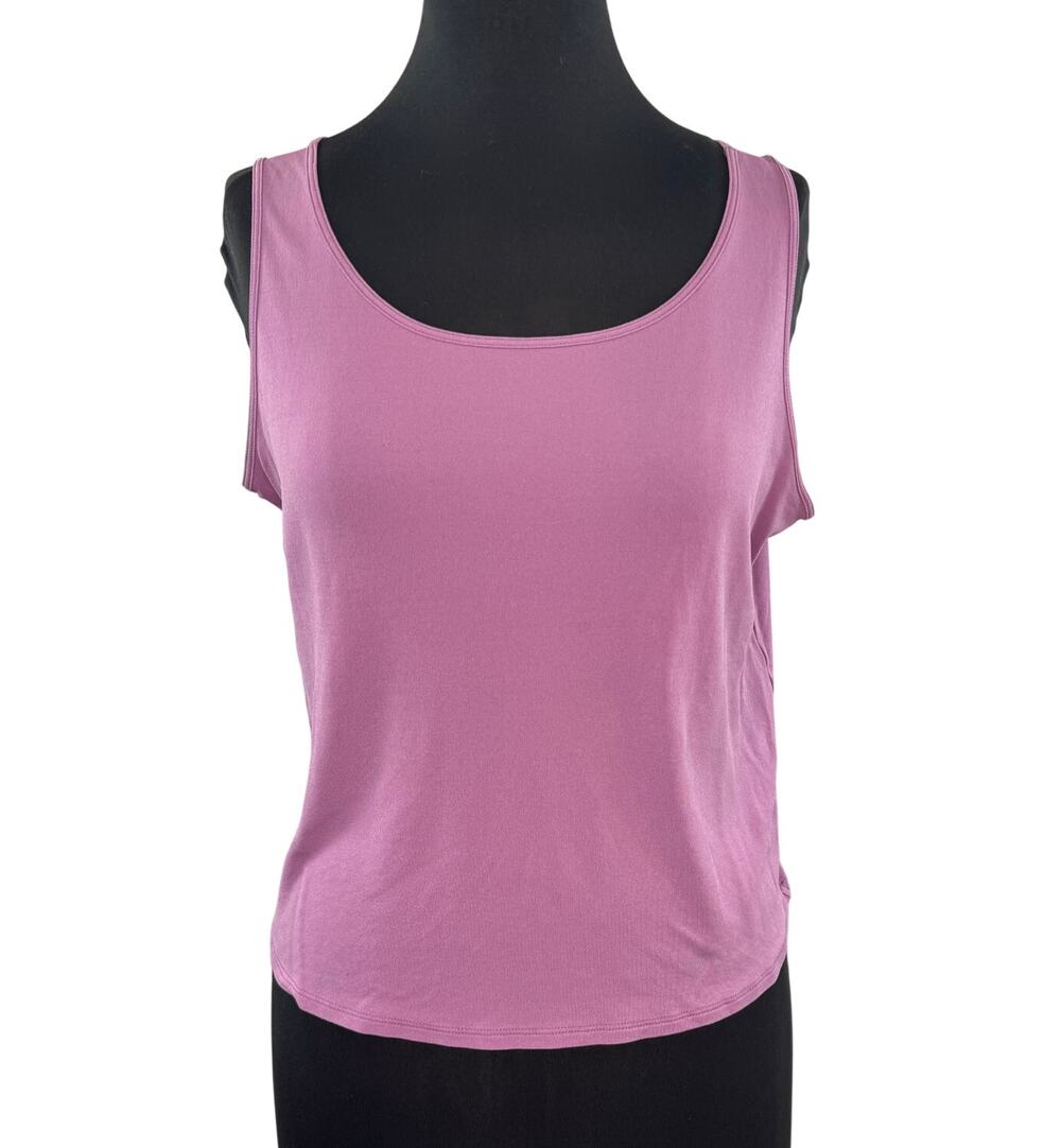 EILEEN FISHER Pink Crop Tank Top Silk Scoop Neck Casual Size Large L FLAW